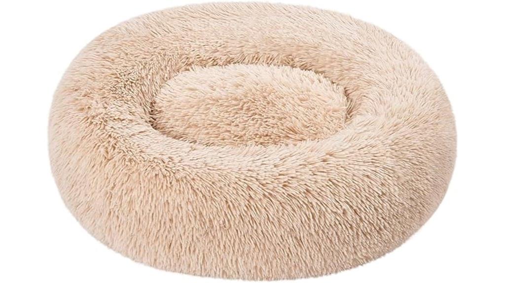 beige faux fur dog bed