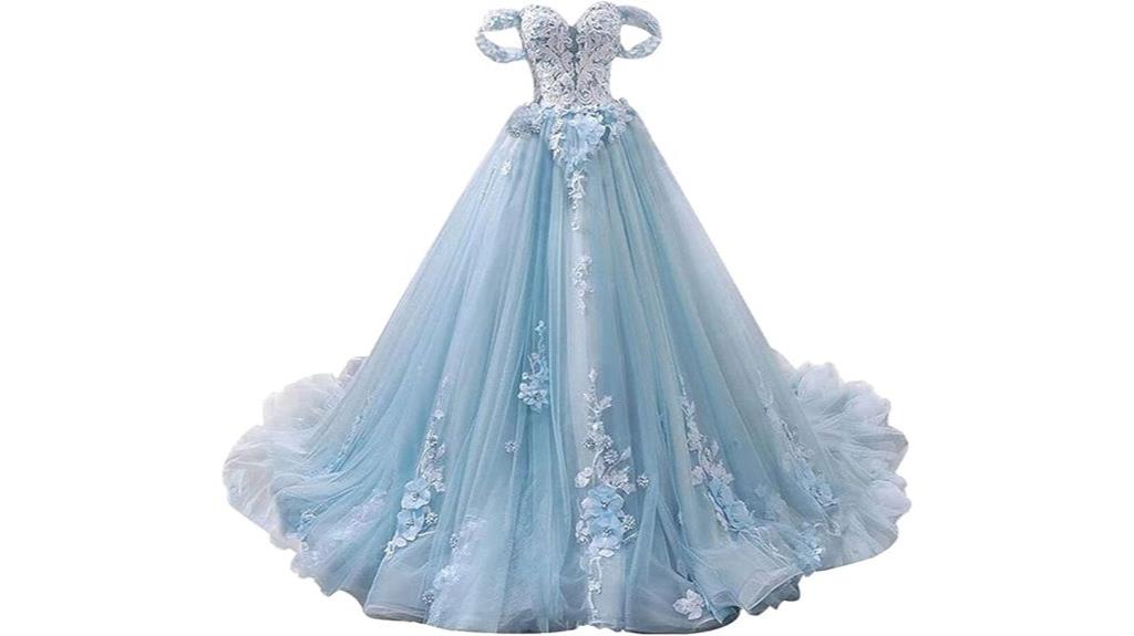 elegant tulle off shoulder gown