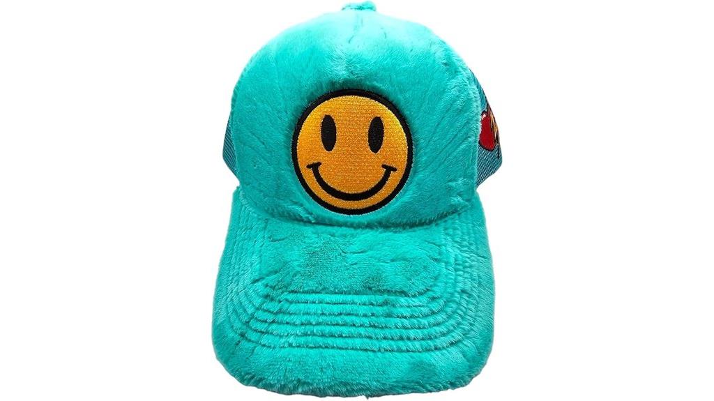 embroidered faux fur cap