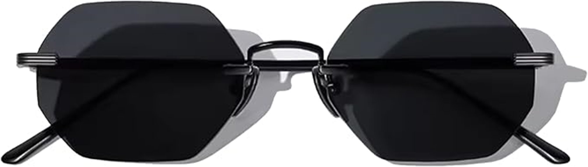 hexagonal rimless uv sunglasses