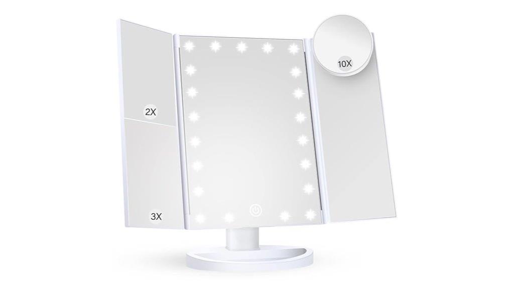 illuminated 10x magnification mirror