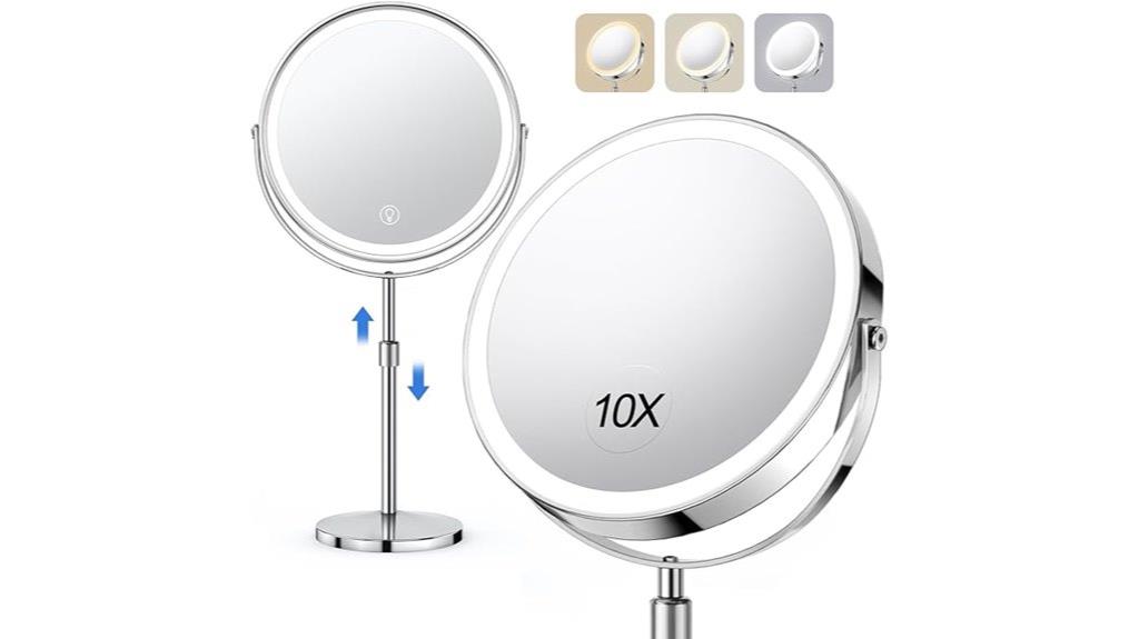 illuminated adjustable makeup mirror