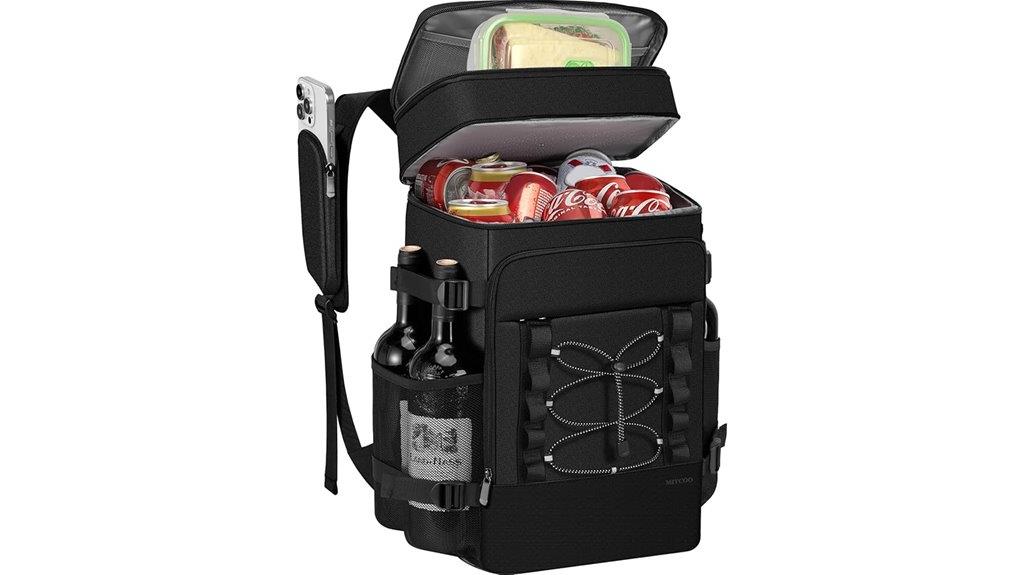 insulated cooler backpack compartments