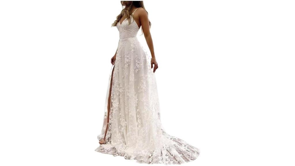 lace v neck wedding gown
