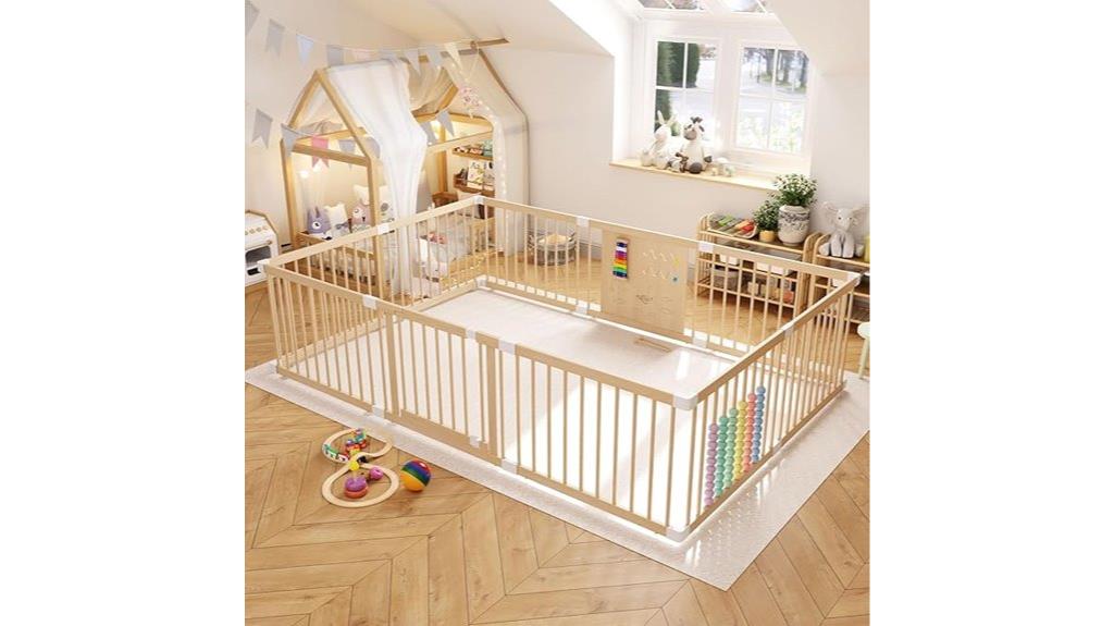 large wooden baby playpen
