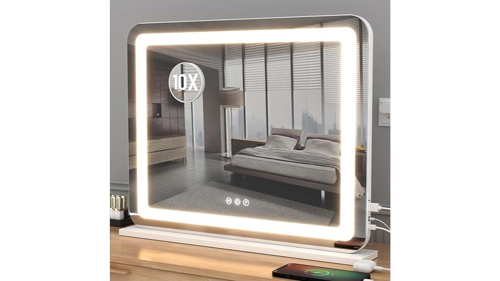 lighted vanity mirror with magnification