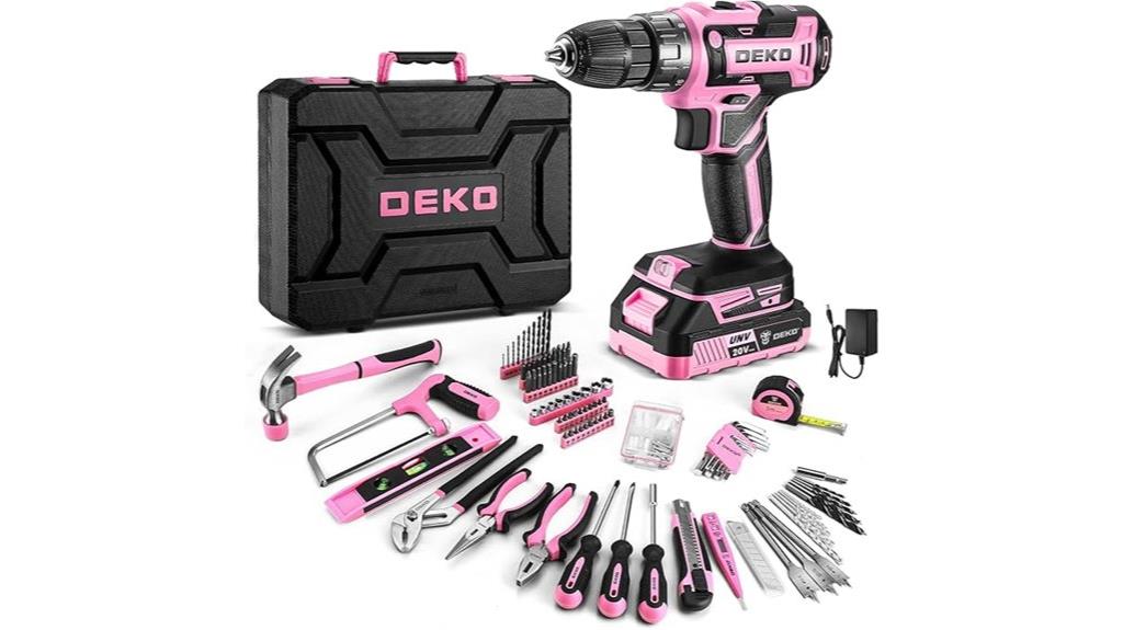 pink cordless drill set