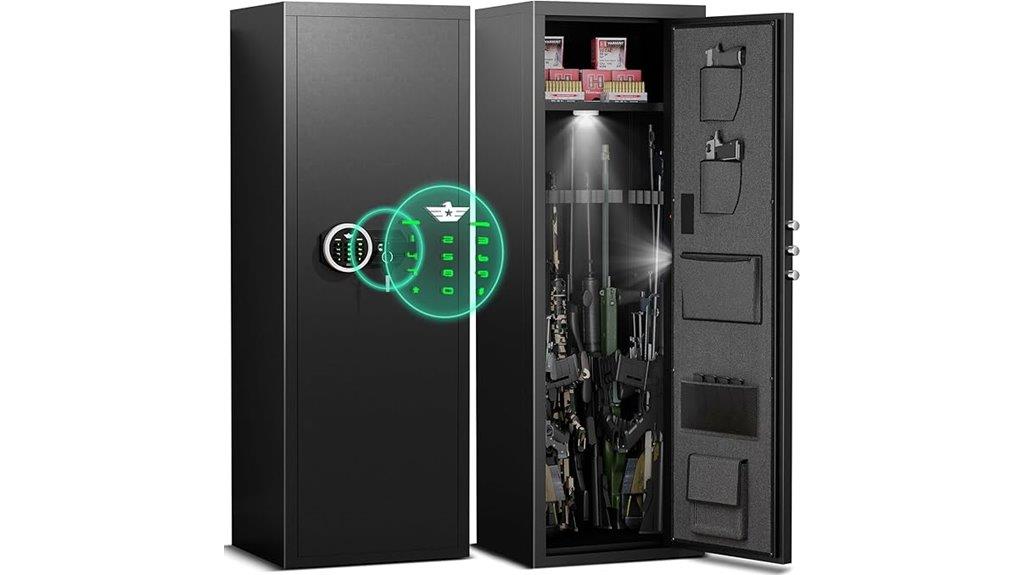 secure rifle safe with lights