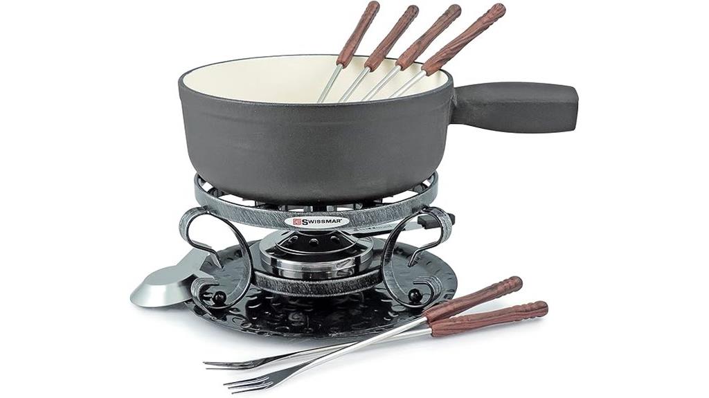 swiss lugano cast iron fondue