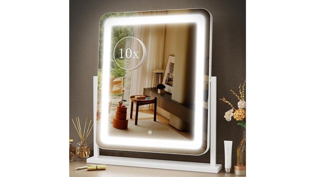 white illuminated vanity mirror