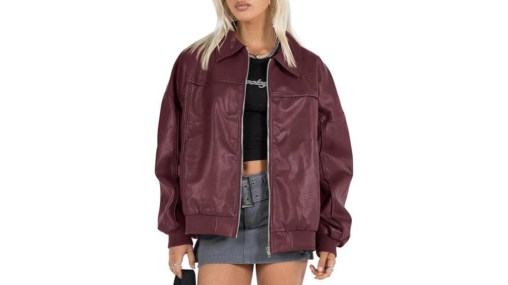women s faux leather bomber jackets