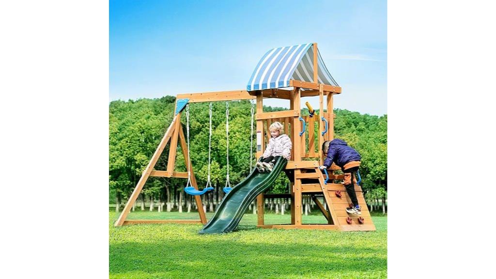 wooden kids swing set