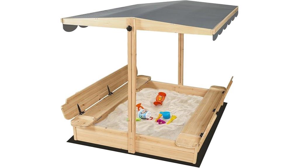 wooden sandbox with cover