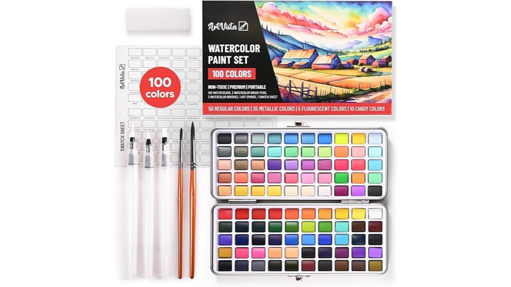 100 color watercolor set