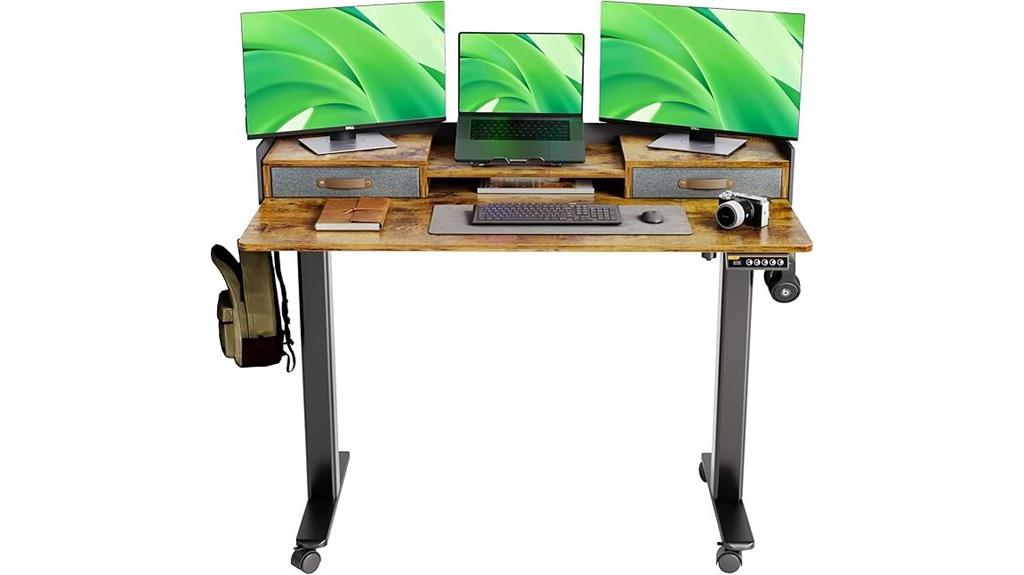 adjustable electric desk with drawers