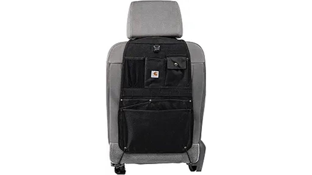 black nylon seat organizer