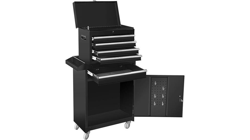 black rolling garage organizer