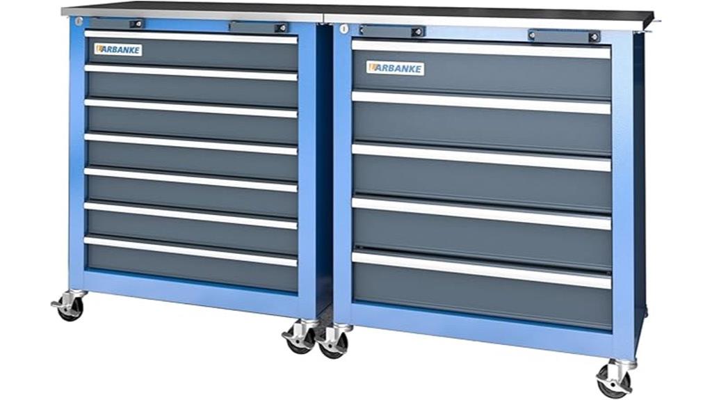blue 12 drawer tool storage