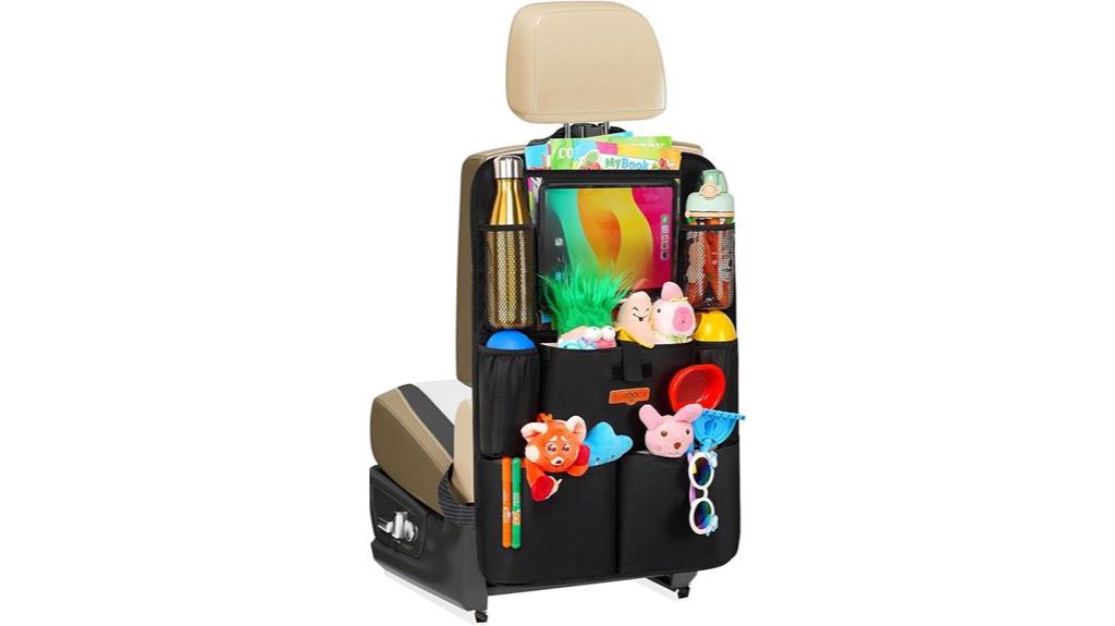 car organization with tablet