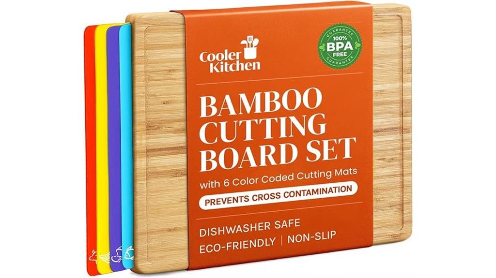 color coded bamboo cutting set