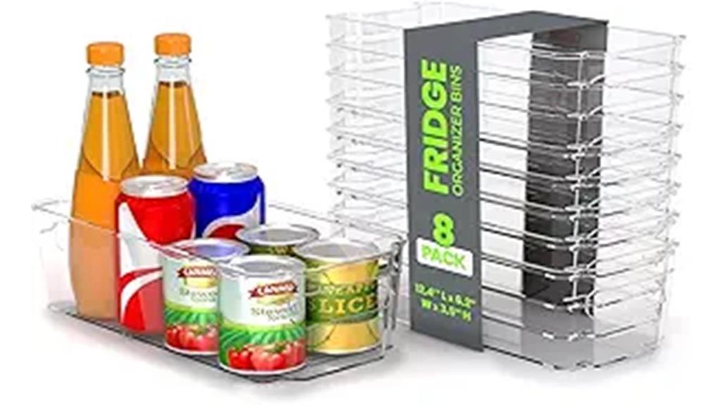 eight clear fridge bins