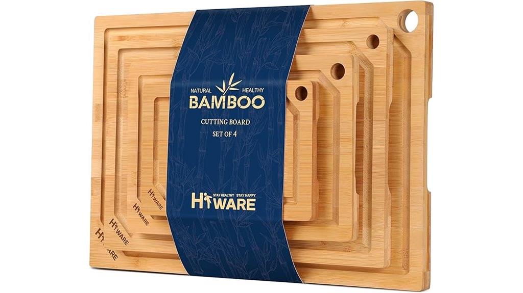 four piece bamboo cutting set