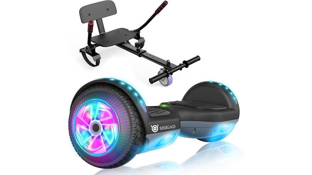 hoverboard with seat attachment