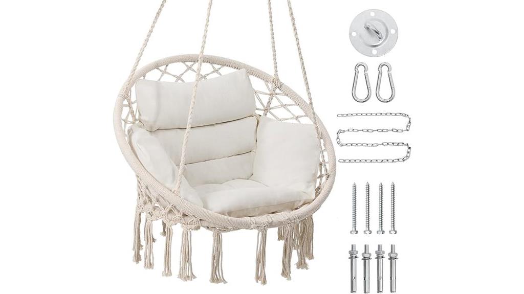 macrame hammock with cushion
