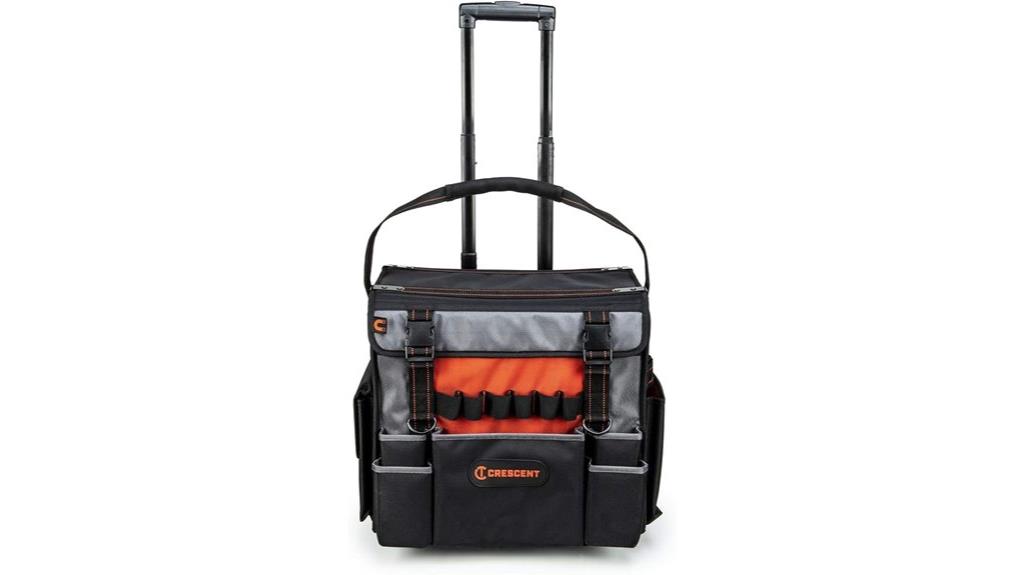 orange crescent rolling tool bag