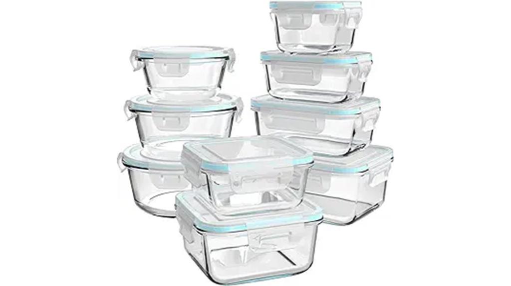 set of 18 glass containers