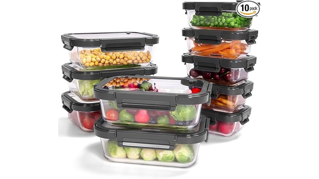 set of ten glass containers