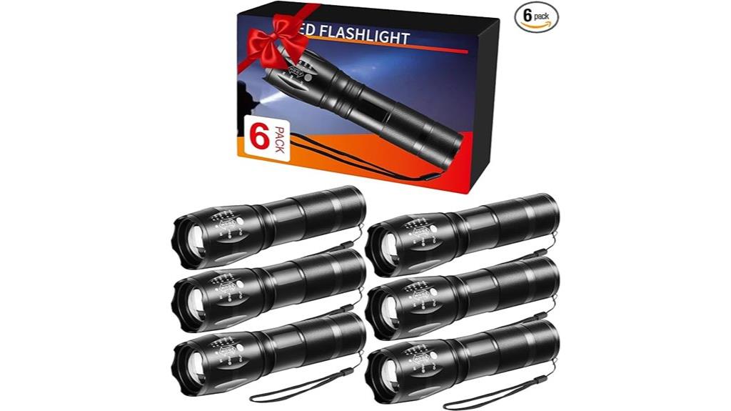 six led flashlights pack
