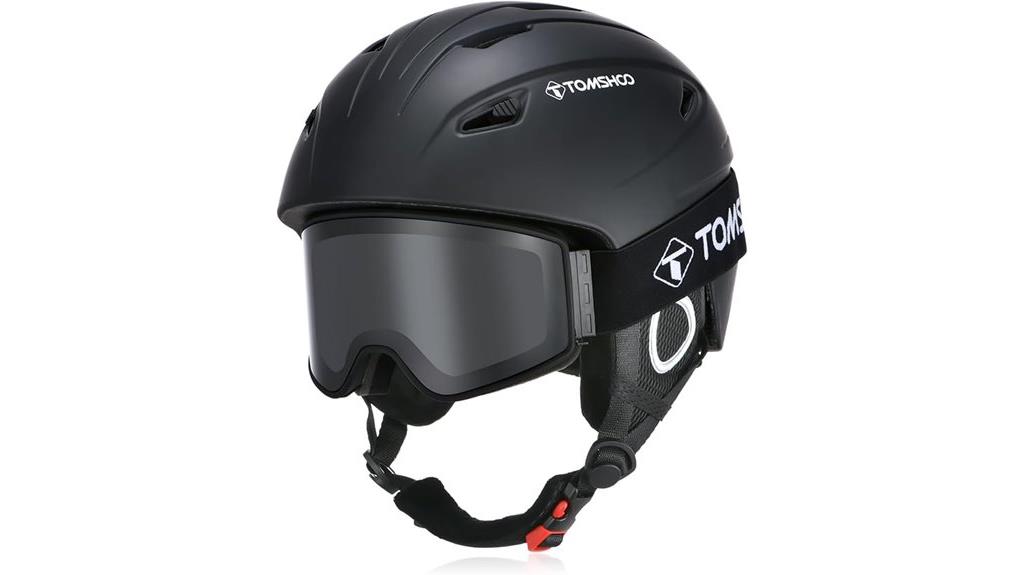 ski helmet and goggles