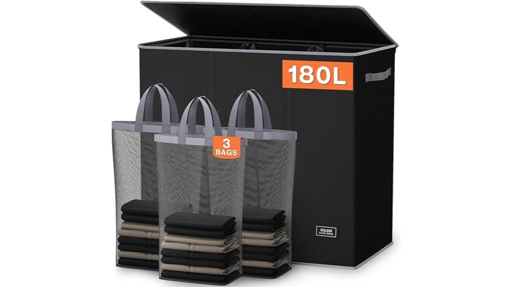 three section laundry hamper