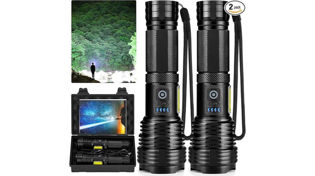 two rechargeable led flashlights