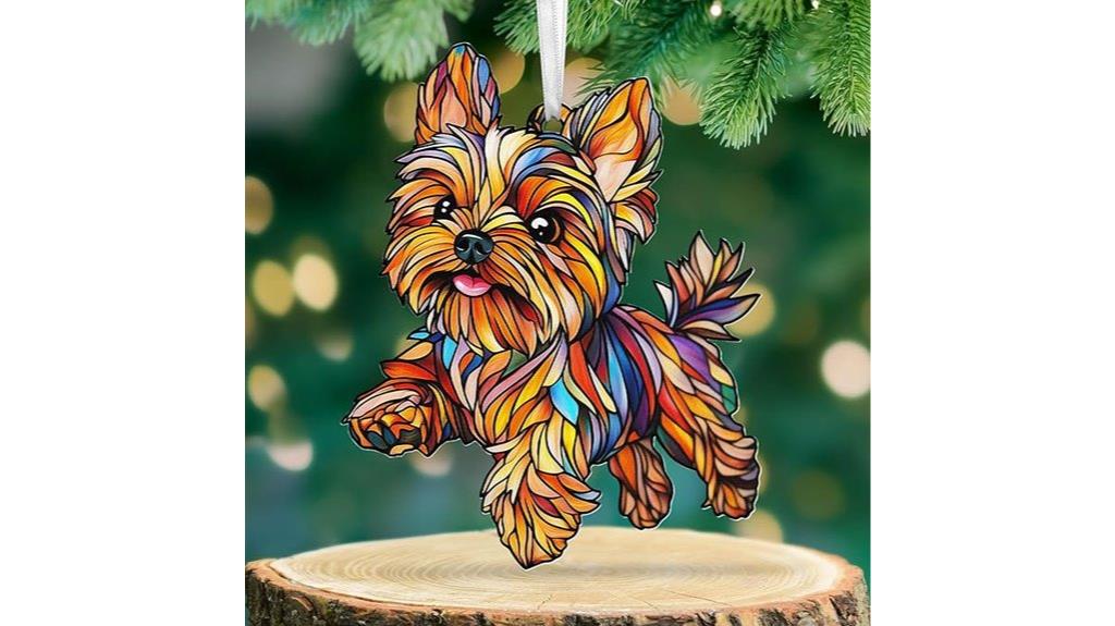 yorkie acrylic christmas ornaments