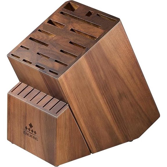 ENOKING 25-Slot Acacia Wood Knife Block Organizer