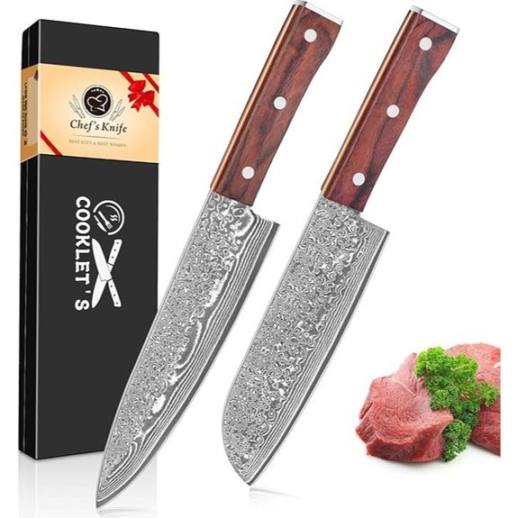 COOKLET'S 2-Piece Chef and Santoku Knife Set