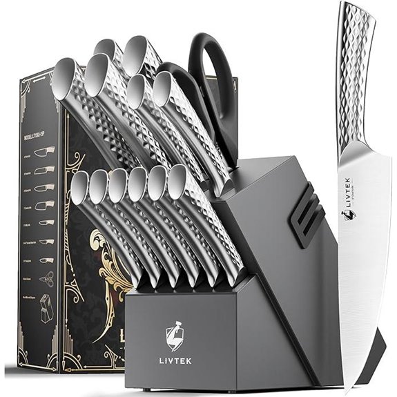 Livtek 15-Piece High-Carbon Stainless Steel Knife Set
