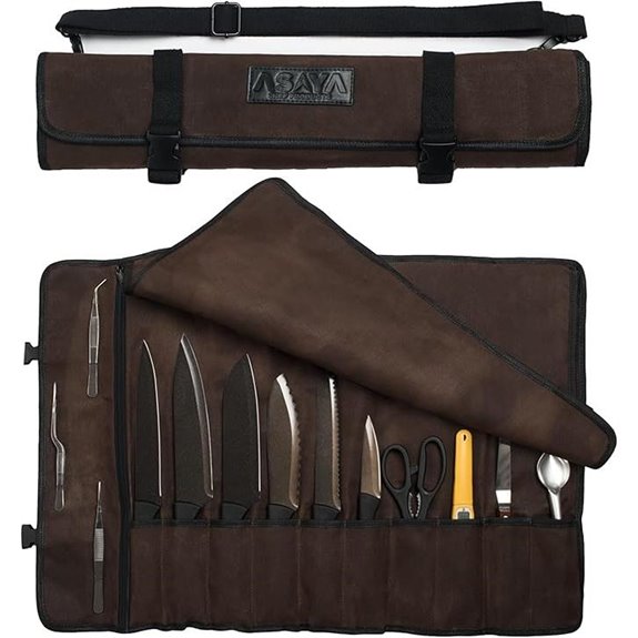 Asaya Canvas Chef Knife Roll Bag with 10 Slots