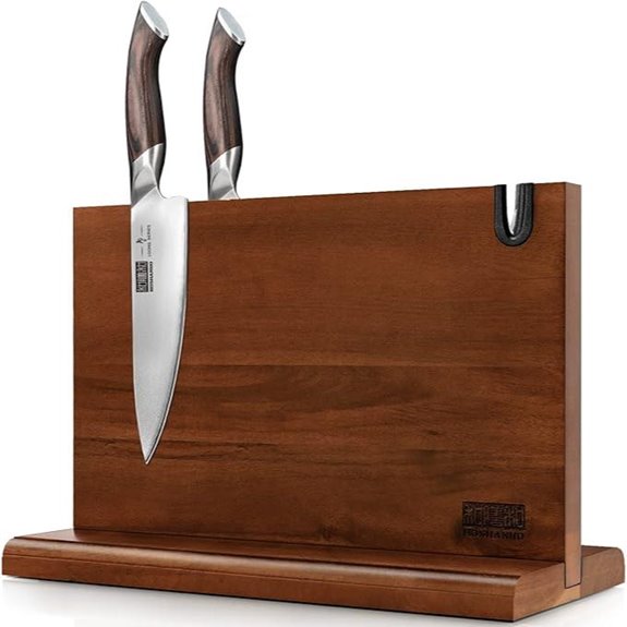 HOSHANHO Magnetic Knife Block with Sharpener 14x10 in