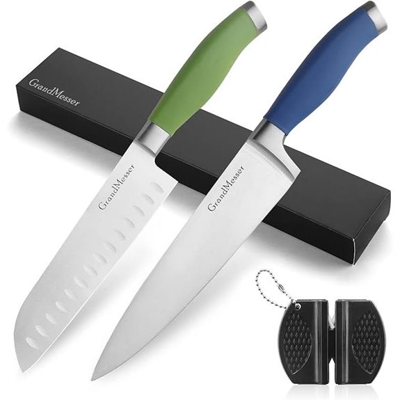 Kitchen Knives Set: Chef & Santoku Sharp Stainless Steel