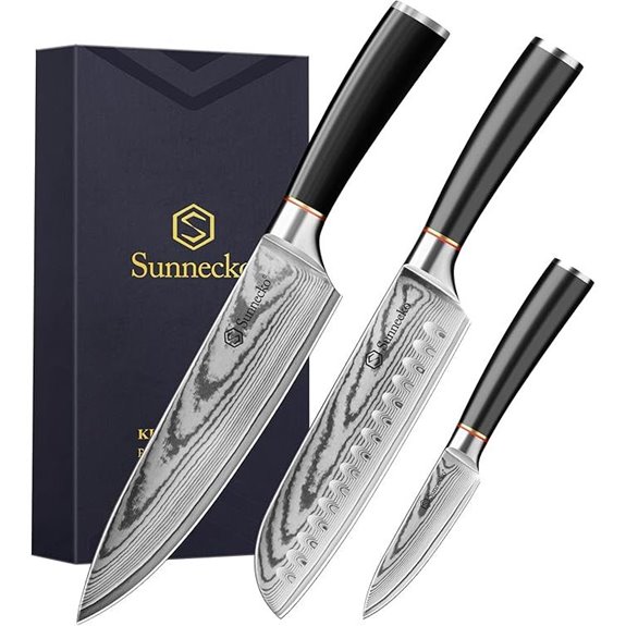 Sunnecko Damascus Chef Knife Set with Sharpener