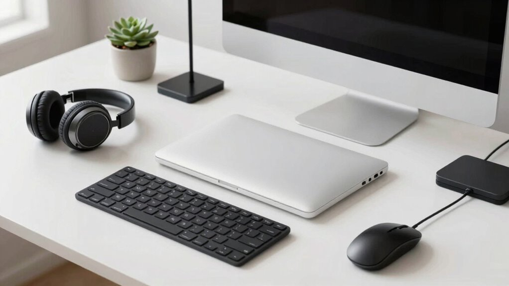 minimalist wireless organized workspace